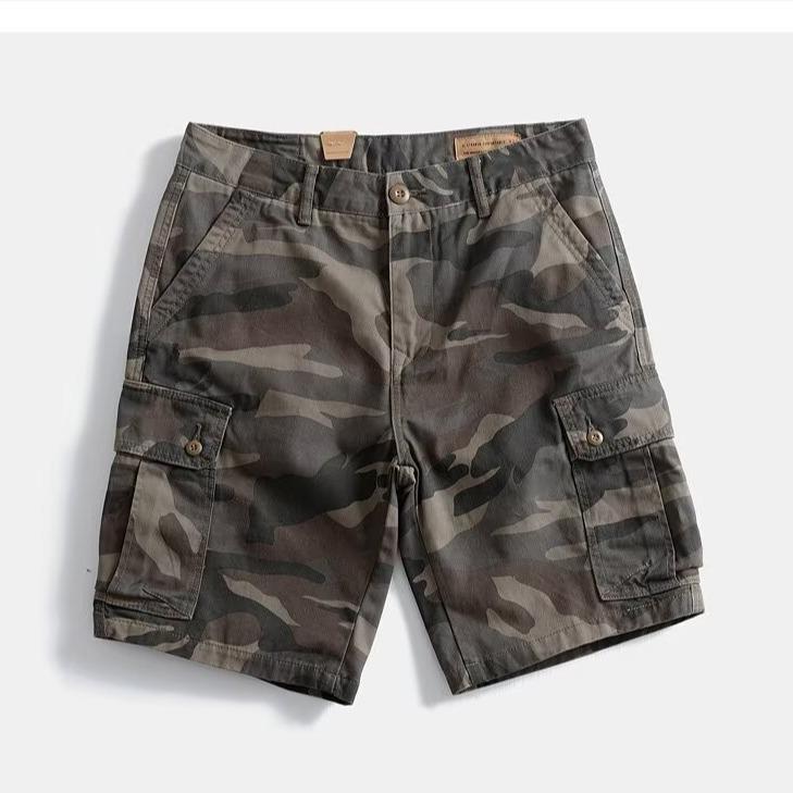 Heavyweight Cotton Men's Harajuku Retro Camo Workwear Shorts