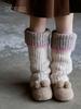 Princess Knit Velvet-Lined Color Block Leg Warmers for Girls: Autumn/Winter Style