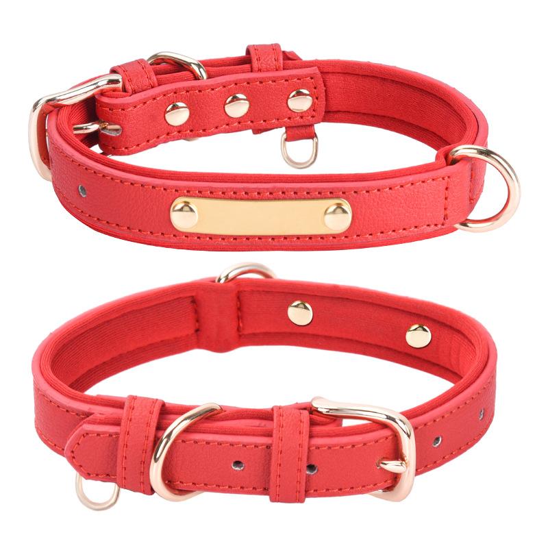 Pet Collars  Microfiber Leather Lettering Dog Collars Adjustable Dog Brand Anti Loss Collars