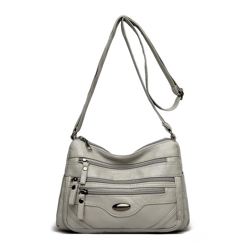 

Сумка через плечо из ПУ, женская сумка через плечо, многосекционная, сумка для мам среднего возраста светло-серый