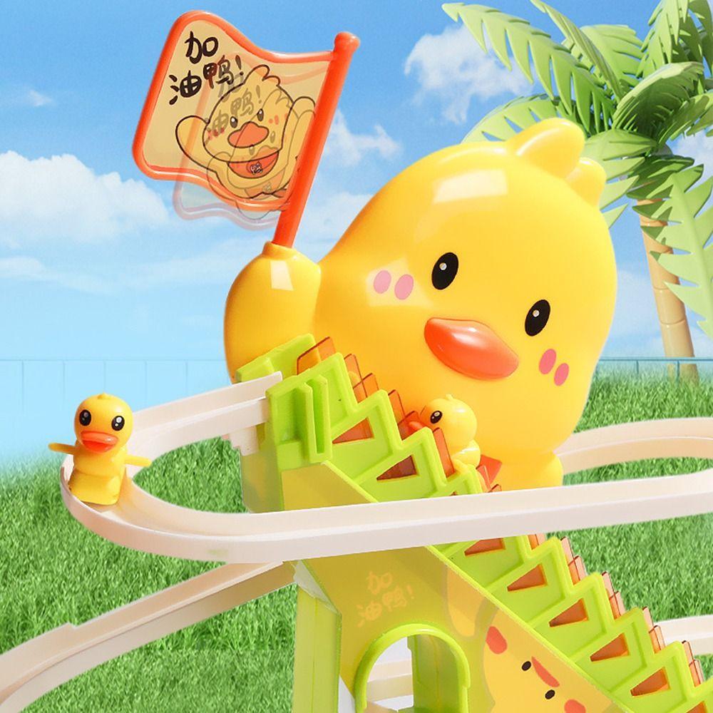 Cartoon Electric Duck Track Toys Cute Interactive Escalator Toy Duck Roller Coaster Toy Children