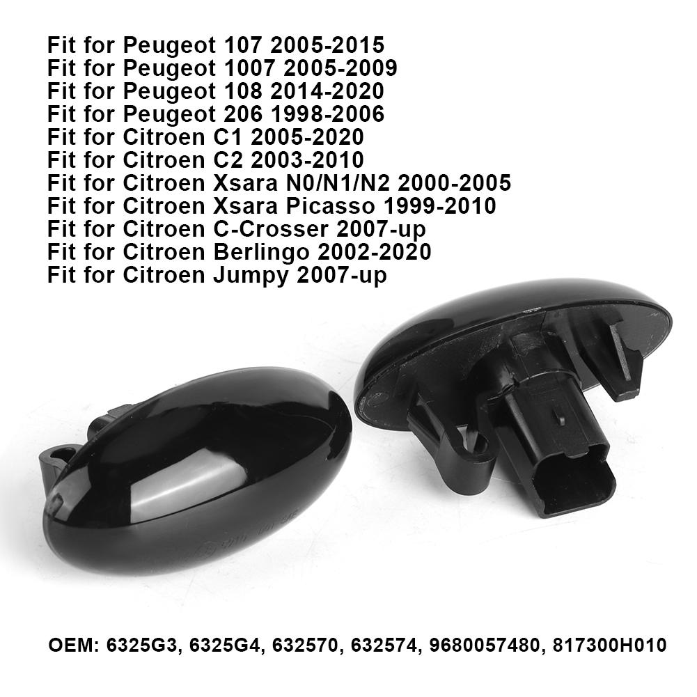 LED Dynamic Turn Signal Side Marker Light Lamp Fit for Peugeot 1007 107 206 207 307 6325G3