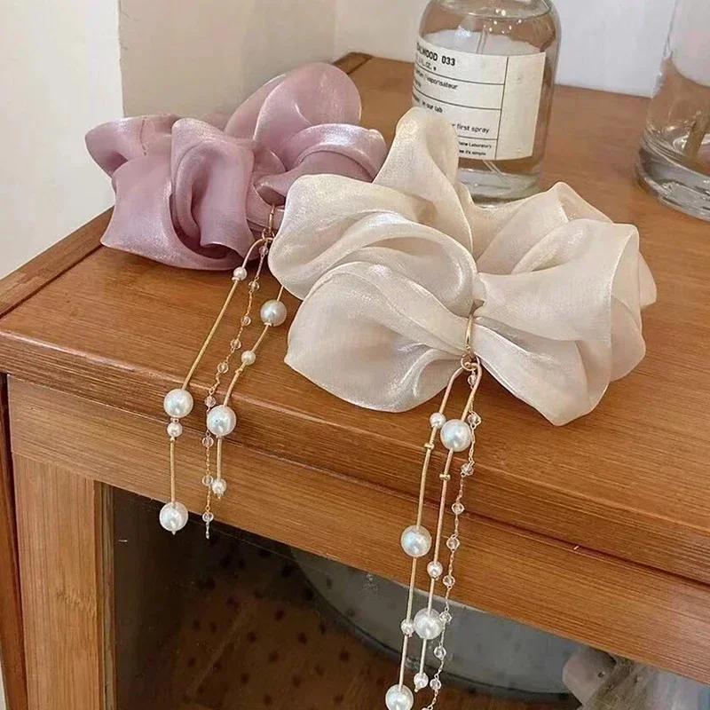Girl's Fashion Tassel Pearl Curly Hair Tie Gentle and Elegant Headband Girl's Temperament Hair Accessories Creative Gifts Decor