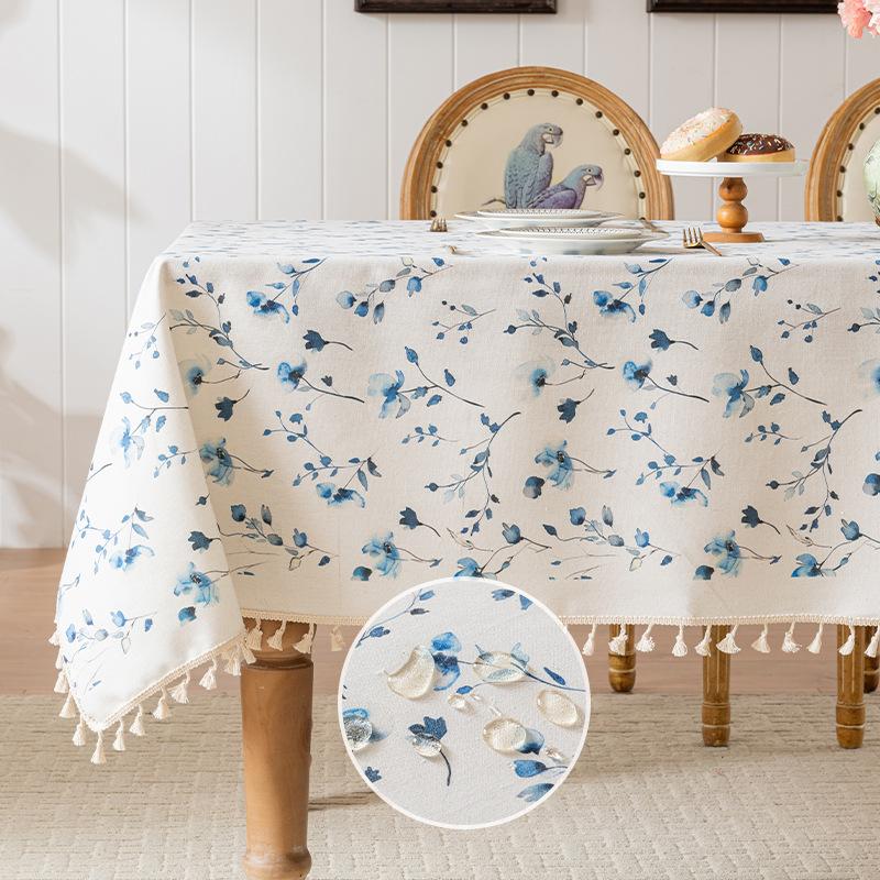 

French Style Floral Fringed Tablecloth Decorative Tablecloth Korean-style Small Daisy Cotton Tablecloth Coffee Table Decoration 60 x60cm