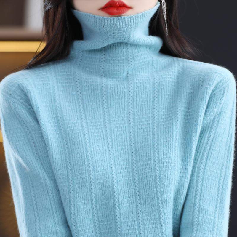 Dámský kašmírový svetr Qinghe kašmír 30% kašmír 70% vlna Dámský podzimní a zimní kašmírový svetr měkký a teplý