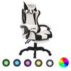 Day and Night - Day and Night Gaming Chair with RGB LED Lights Black and White Synthetic Leather