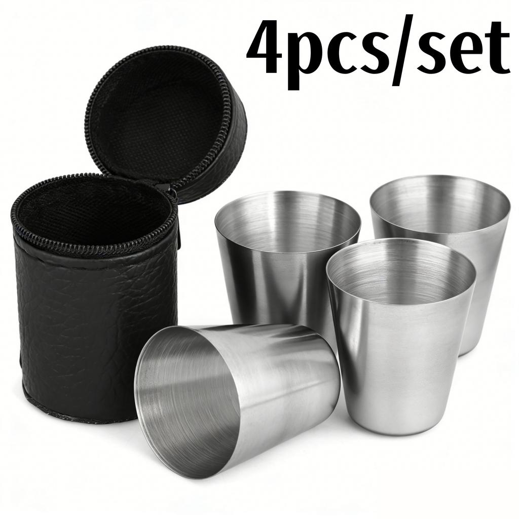 4/6pcs Stainless Steel Mini Cups Set Portable Whiskey Glasses with Case for Outdoor Picnics and Party Drinkware Multipurpose Use