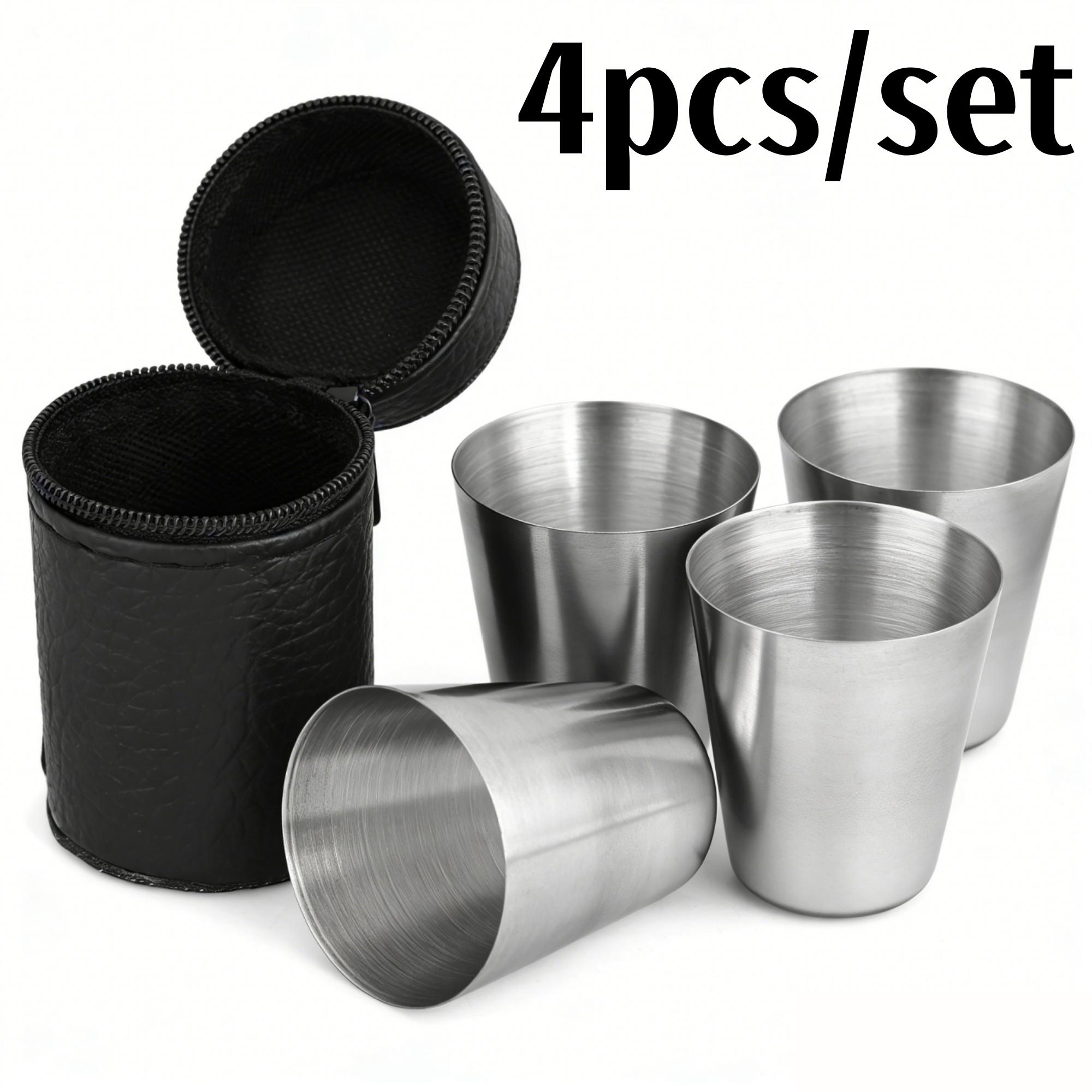 

4/6pcs Stainless Steel Mini Cups Set Portable Whiskey Glasses with Case for Outdoor Picnics and Party Drinkware Multipurpose Use M-70ml