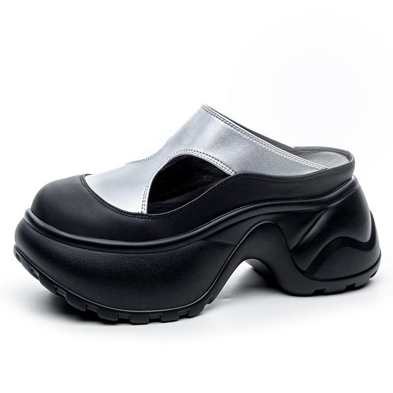 Baotou sandals women's outer wear summer new lazy half slippers ugly cute hole shoes platform beach shoes