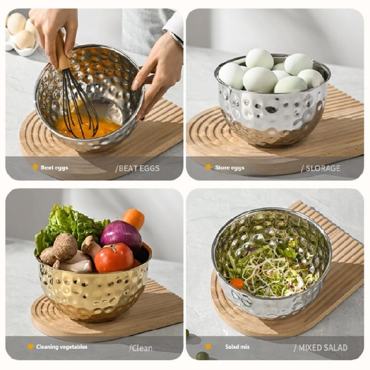 Heavy Duty 304 Nonrust Steel Hammered Salad Tray Serving Bowl Suitable For Family Gatherings And Outdoor Picnics
