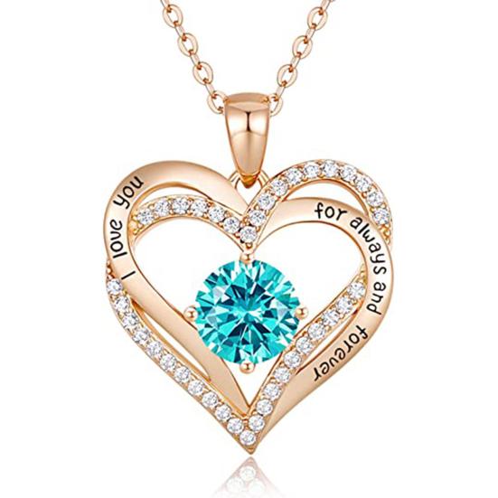 Collar de mujer con diamantes de imitación, brillante, exquisito cierre de langosta, cruz decorativa curvada, doble corazón, para siempre