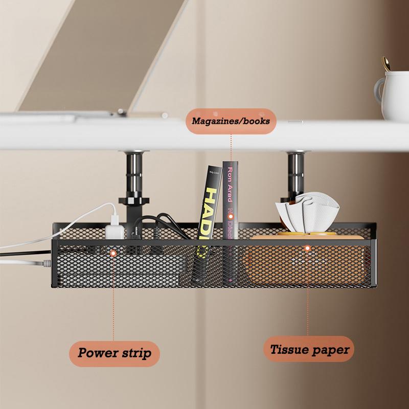 1pc Under Desk Cable Organizer Punch Free Power Strip Storage Rack Large-capacity Wire Tissue Paper Holder Cable Management Rack