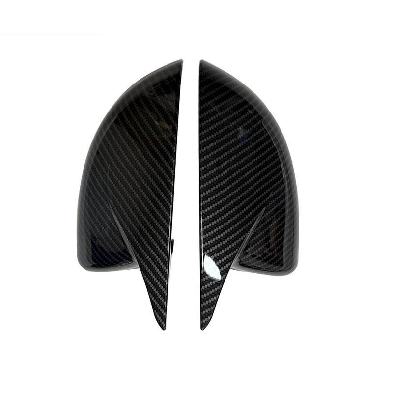 For Kia Carnival ABS Carbon/ Black Car Rearview Side Mirror Cover Wing Cap Exterior Door Housing Trim Adhesive Sticker