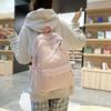 Schoolbag Korean Version Ins Solid Color Simple Backpack Bag Female Sweet Bow Student Schoolbag Fashionable Versatile Casual Backpack