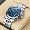 BENYAR Men's Business Formal Leather Band Chronograph Multi-Calendar Waterproof Scratch-Resistant Analog Watch Black
