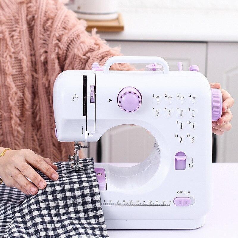 12 Needle Portable Sewing Machine Mini Electric Household Manual Repair Sewing Pressing Foot Pedal Beginner