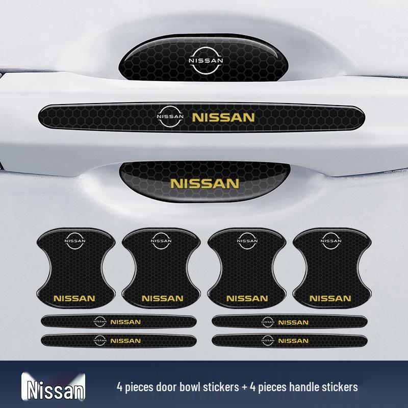 Black Reflective Rhombus Car Door Handle Protector: Anti-collision, Anti-scratch, Wear-resistant Sticker