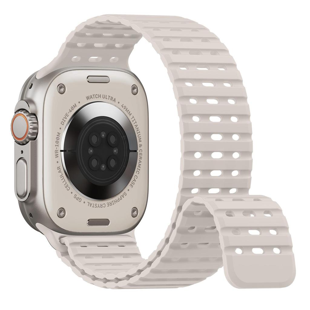 Magnetic Silicone Sport Band for Apple Watch Ultra 49mm 44/45/46mm Fish Scale Breathable Waterproof Replacement Strap Men Women