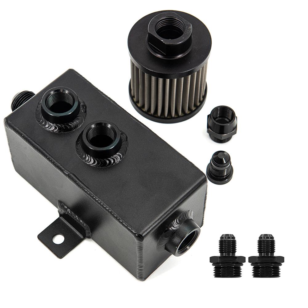 Universal Car 1L Aluminum Oil Catch Can Tank Fuel Tank With Breather Filter Drain With AN6/8/10 Fitting OCT-AN10-1L-BK