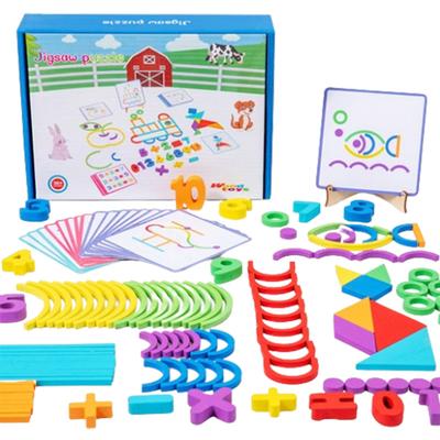 Drewniane Kreatywne Patyczki i Pierścienie Puzzle Tangram Gra Logiczna Zabawki Edukacyjne Montessori Dla Dzieci 3-letnich