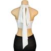 Spring Women's Solid Color Halter Neck Bandeau Top with Tie-up Chest Wrap