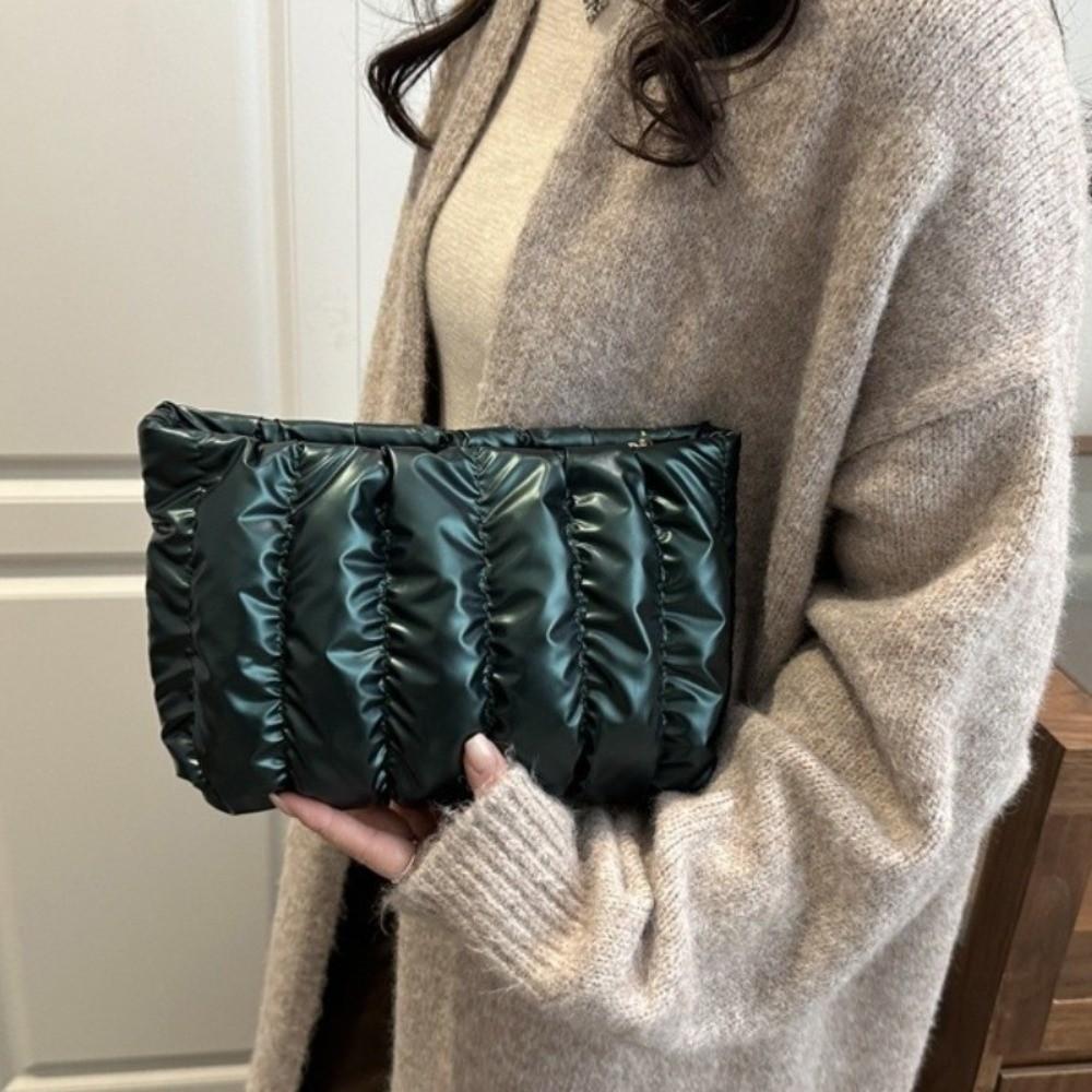 Soft Puffer Makeup Clutch Purse Space Cotton Toiletry Storage Organizer Quilted Cosmetic Bag Women