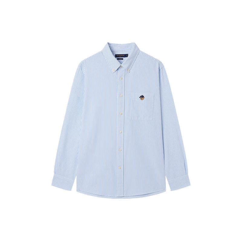 Teenie Weenie Men's American Casual Striped Oxford Long-Sleeve Shirt