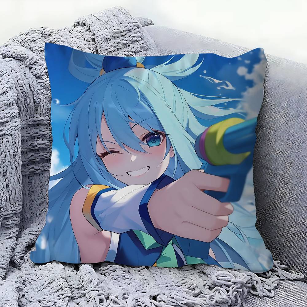 

Anime-Konosuba Aqua Pillow Cushion Cover Pillowcase Living Room Sofa Home Decor Customized 16x16Inch