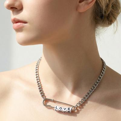 Ins Internet Celebrity Same Love Pin English Letter Necklace, Female Tide Personality Niche Choker Collarbone Chain