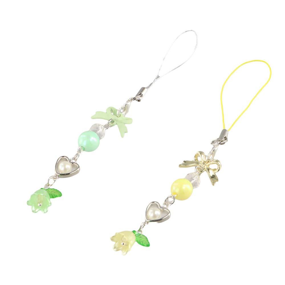 Anti-loss Bead Phone Chain Bow Cell Phone Strap Mobile Phone Lanyard  Telephone Decor