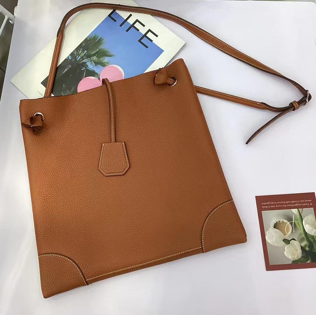 

Новая женская сумка из натуральной кожи с верхним слоем из коровьей кожи с рисунком личи, повседневная большая пустая сумка-тоут из линь, сумка-тоут с накладной 34x2x33cm золотисто-коричневый