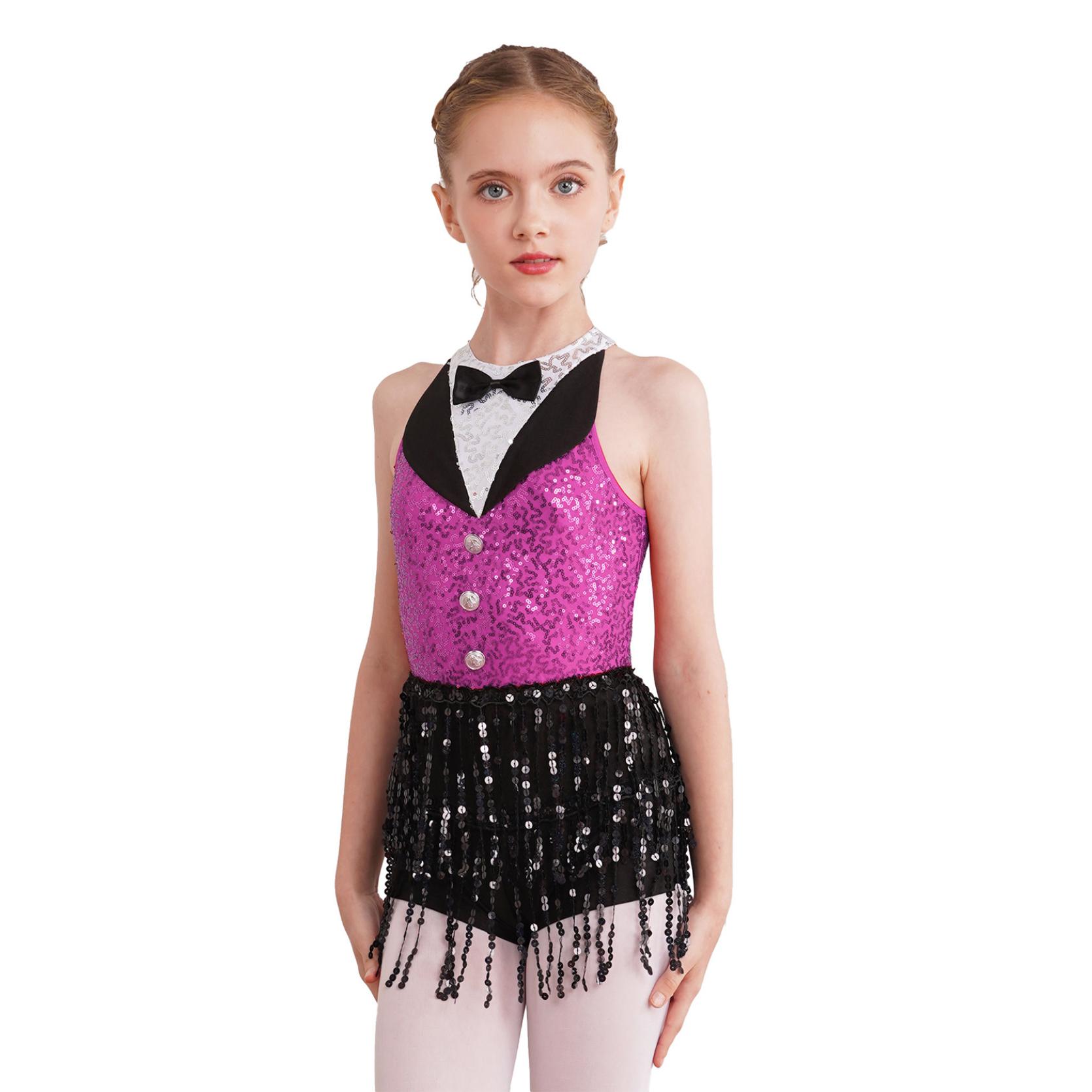 Vesto Da Ballo Per Balletto Per Ragazze Costumi Di Danza Lirica Contemporanea Per Bambini Senza Maniche Color Block Ginnastica Pattinaggio Body Dancewear