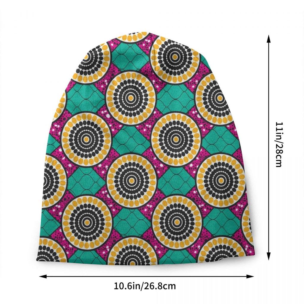 Custom African Ethnic Ankara Pattern Skullies Beanies Caps Unisex Winter Warm Knitting Hat Adult Bonnet Hats Outdoor Ski Cap