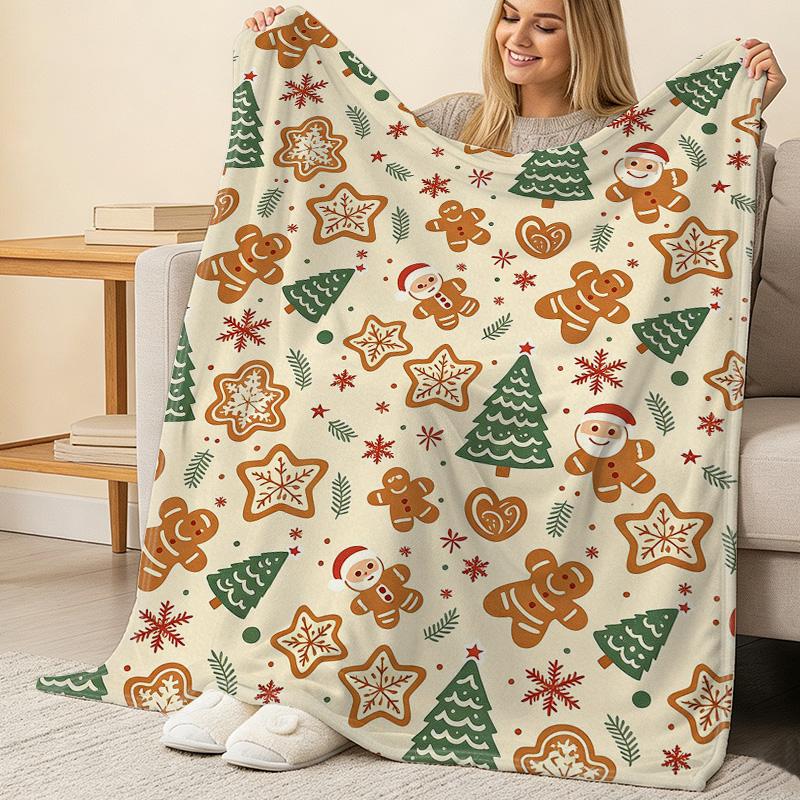 Christmas Themed Flannel Blanket - Soft Warm Solid Color Cozy Throw for Home Leisure