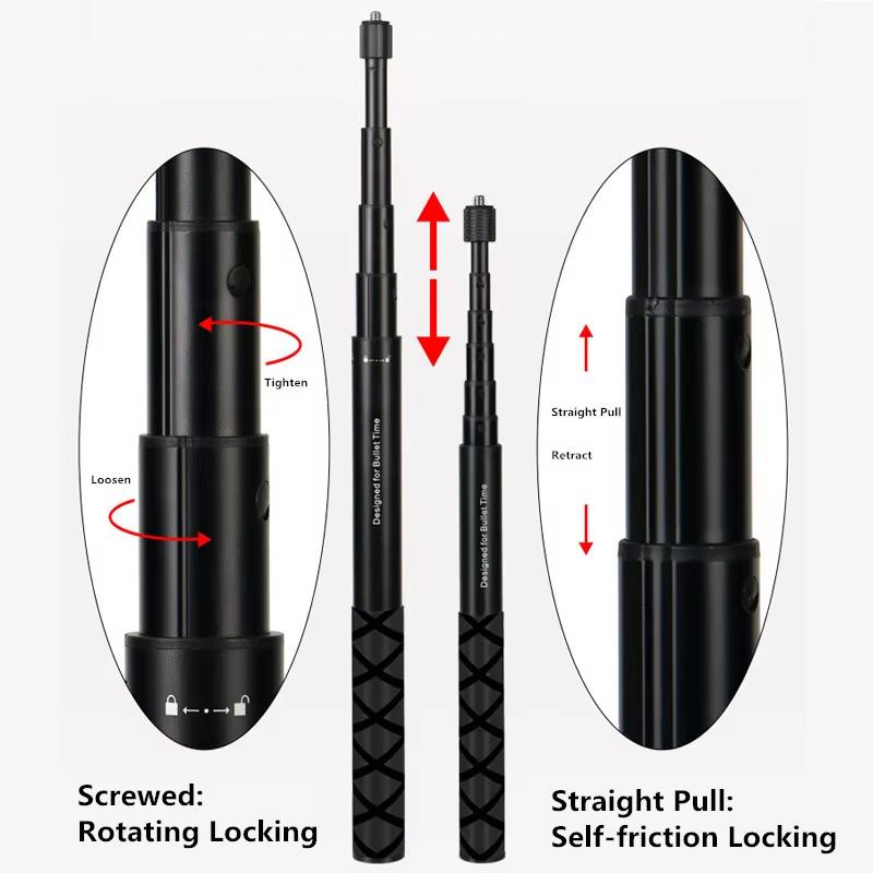 Invisible Selfie Stick for GoPro 13, 12, 11, 10, 9, 8, Insta360 X5, X4, X3, X3, X2, 1/4" Action Camera Accessories