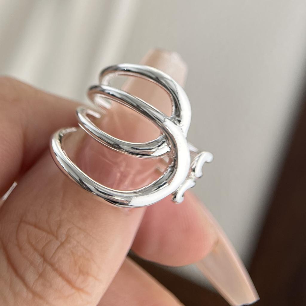 925 Sterling Silver Rings for Women Couple Minimalist Handmade Simple Interlines Ring Fine Jewelry Gift Prevent Allergy