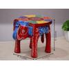 Ručně vyráběná a embosovaně malovaná barevná dřevěná stolička/stolek ve tvaru slona (8 palců výška)