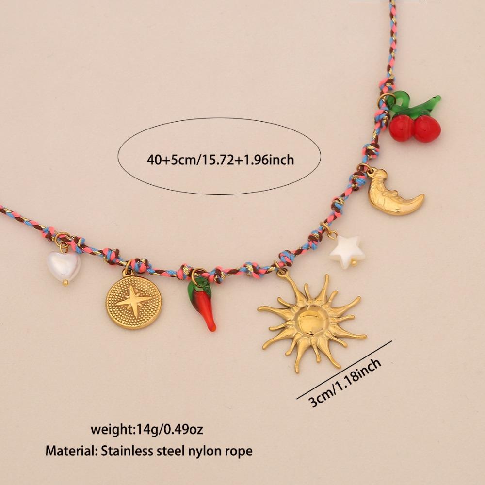 Knotting Rope Shell Pendant Necklace Ocean Series Clavicle Necklace Starfish Necklace  Summer