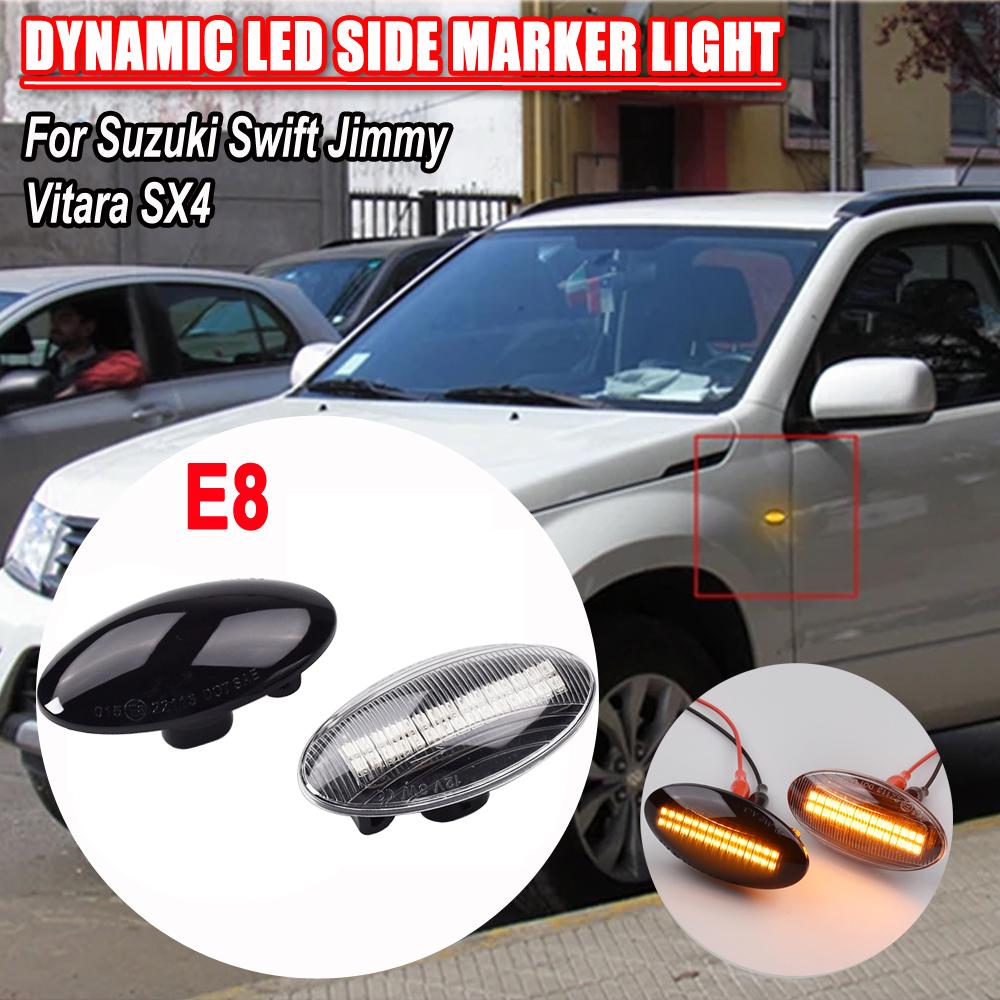 1Pair LED Turn Signal Side Marker Light For Suzuki Swift Alto SX4 Jimny Splash Grand Vitara Sequential Flashing Dynamic LampTurn Signal 2