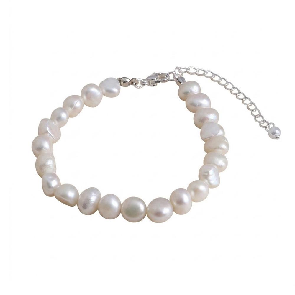 

Small Rice Pearls Rice Pearl Strand Bracelets Adjustable Chain Beaded Strand Bracelets Women серебряный