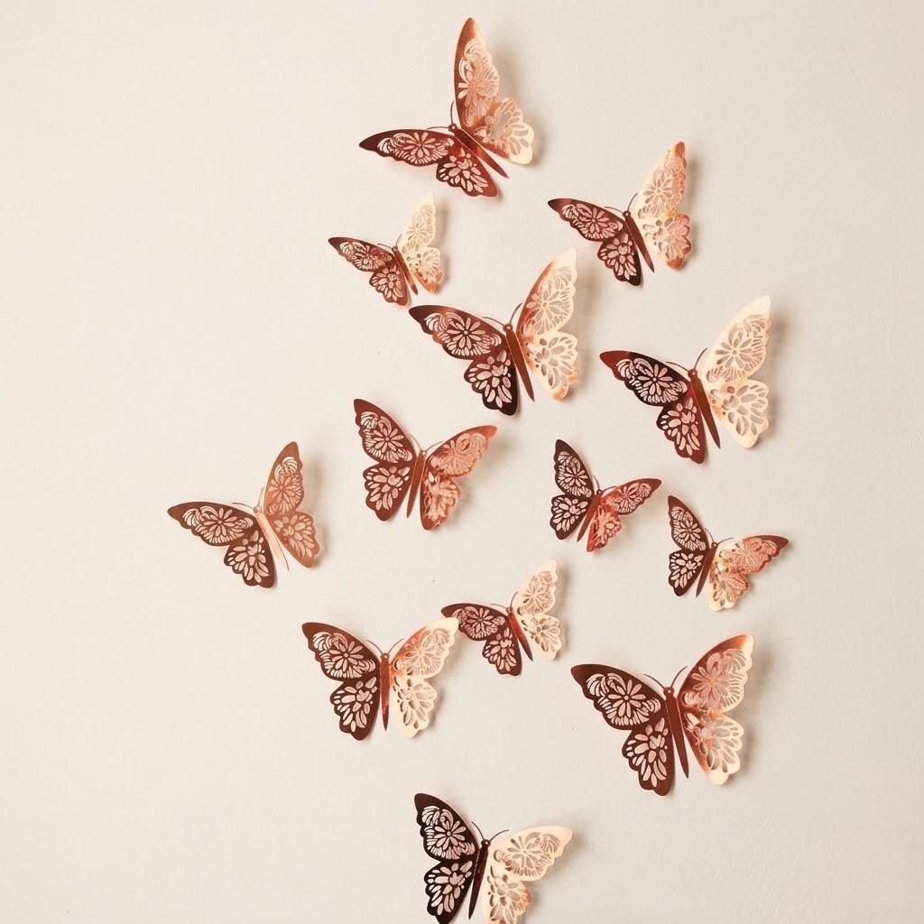3D Butterfly Wall Stickers 12 Pieces Home Decor DIY Decals for Kids Room Nursery Bedroom Living Room Party Wedding Fridge