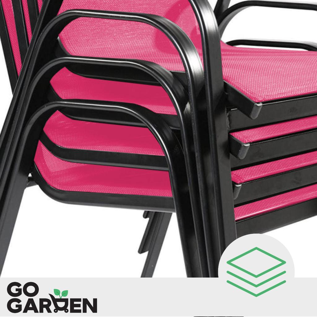 Metal Garden Chairs for Terrace, Balcony, Garden, Set, Pink, Strong X4