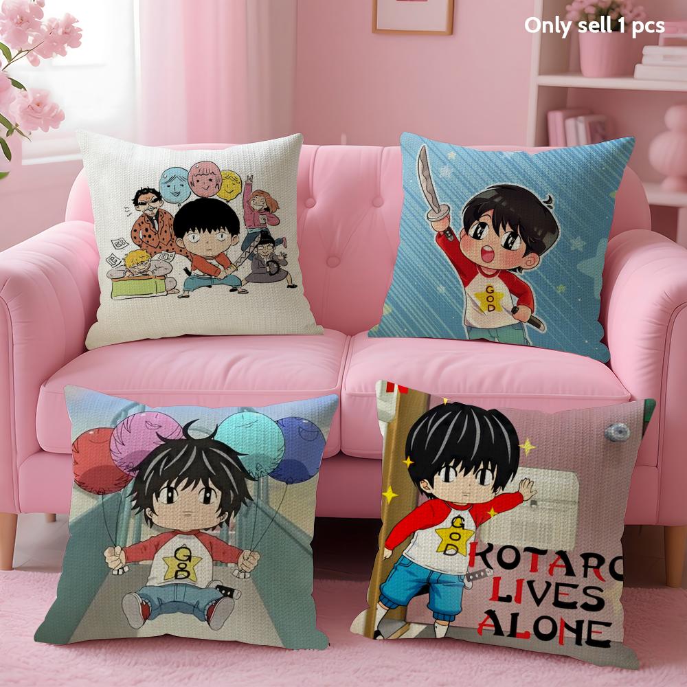 K-Kotaro Lives Alone Cushion Cover Summer Coolness Linen Fabric Double-Sided Printing Pillow Case Sofa Home Decor Gift