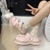 Fashion Platform Fairy Wind Bow Hole Shoes Girl Heart Cute Beach Cool Slippers 2025 Summer New