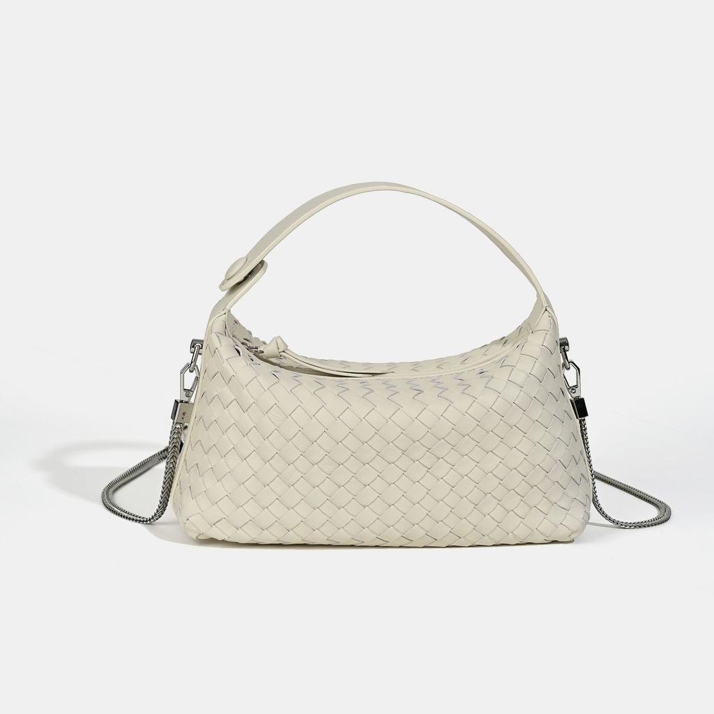 2025 Neue Nische Tote Schafsleder Damen Tasche Gewebte Umhängetasche Schlicht Lässig Vielseitige Handtasche Einfarbig