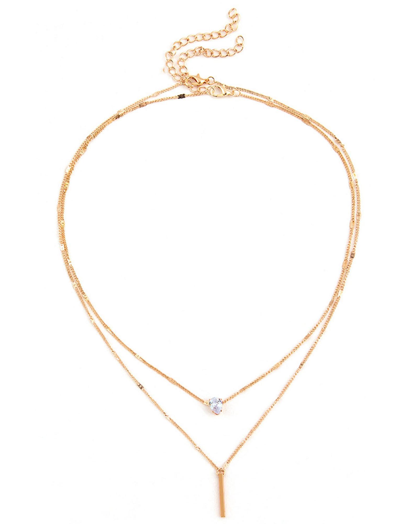 

Azura Exchange Layered Rhinestone Pendant Necklace ONE SIZE золотой