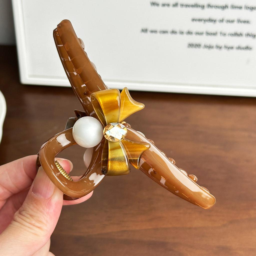 Large Versatile Bowknot Hair Claw Clip With Sparkling Rhinestones For Women
