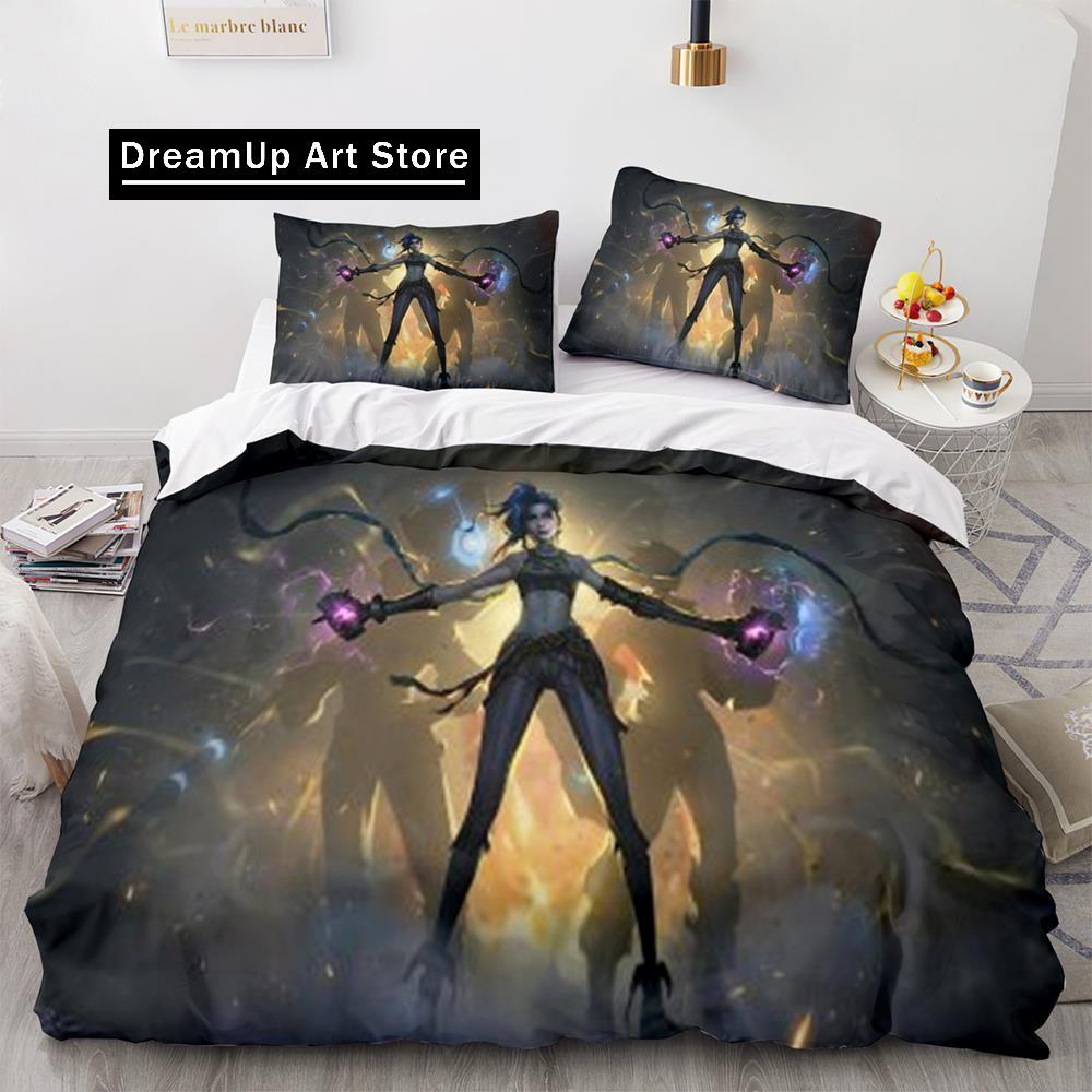 Arcane Anime Hra Jinx Ložní prádlo Sada Roztomilý povlak na prošívanou deku Povlečení s polštářem Twin Single Queen King Size Chlapci Dospělí