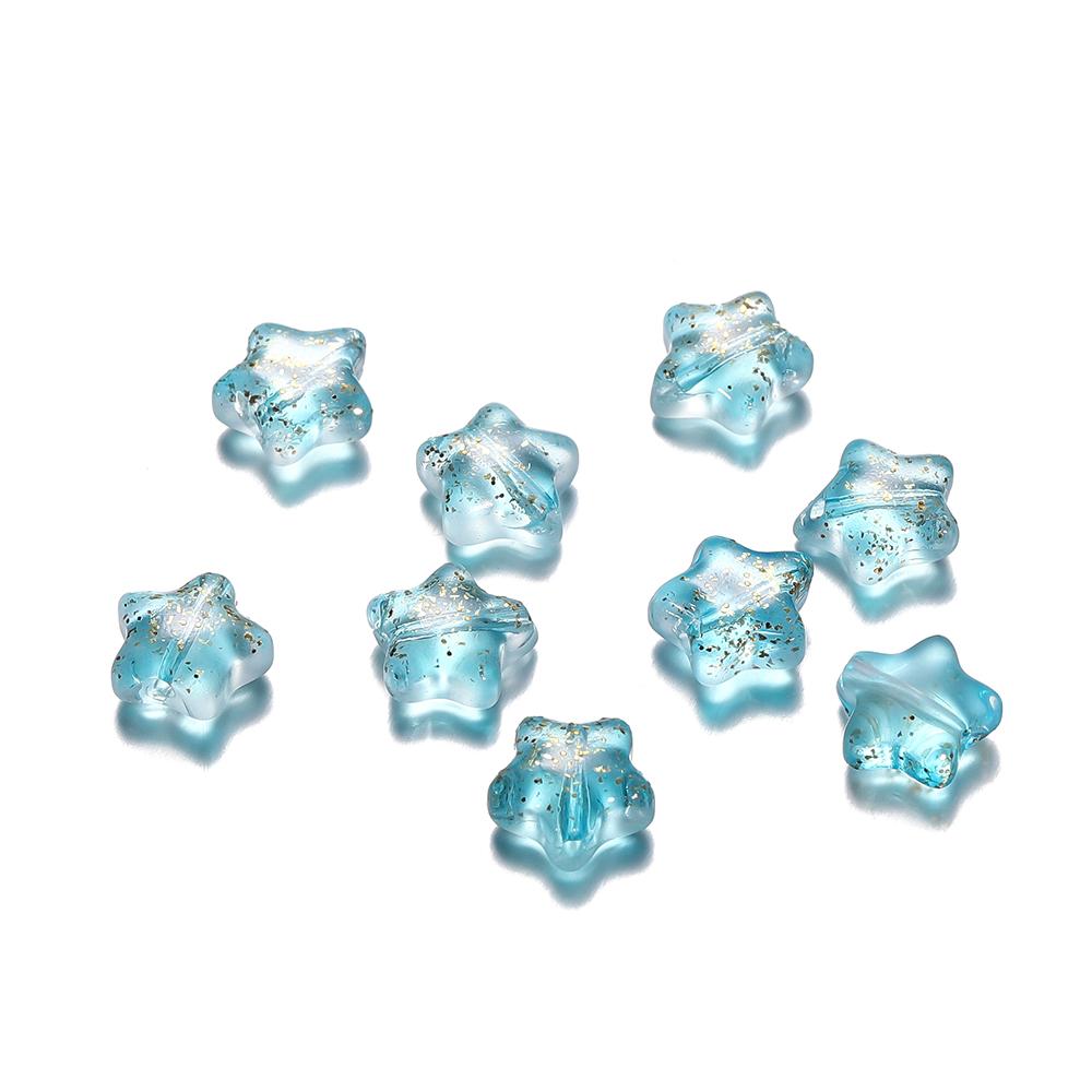 30pcs 8mm Colorful Five-pointed Star Glass Beads Loose Spacer Beads for DIY Handmade Jewelry Making Bracelet Accessories