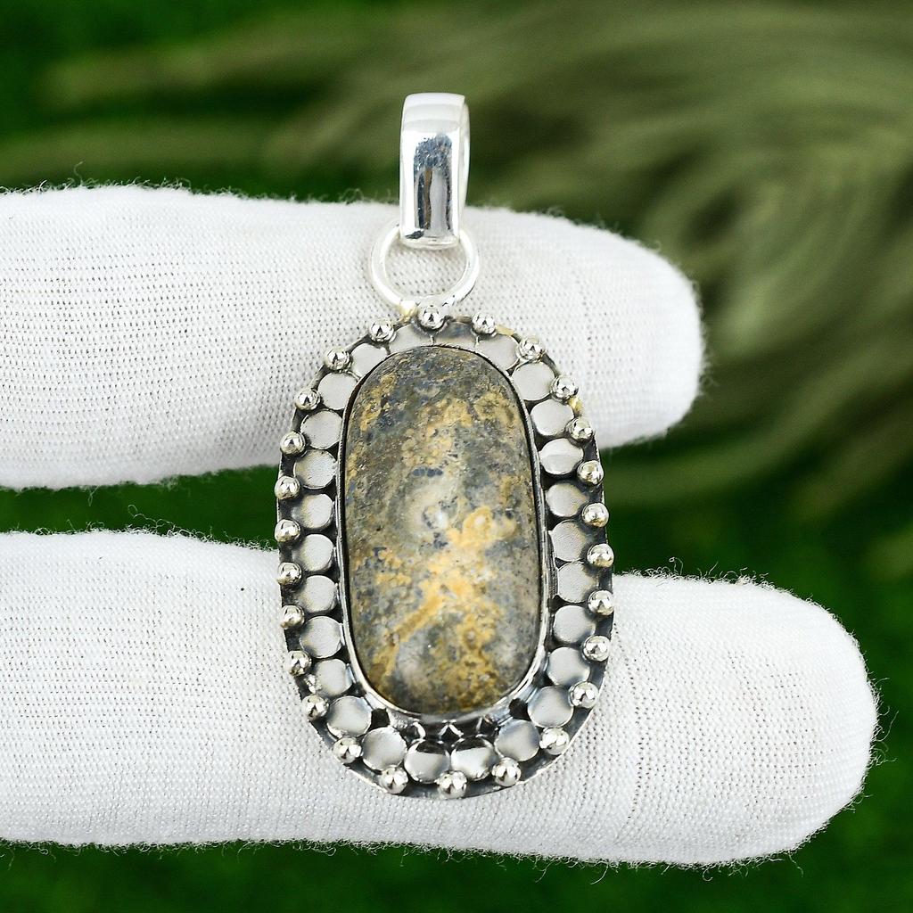 Anniversary Gift For Her Natural Dendrite Opal Gemstone Pendant 925 Silver